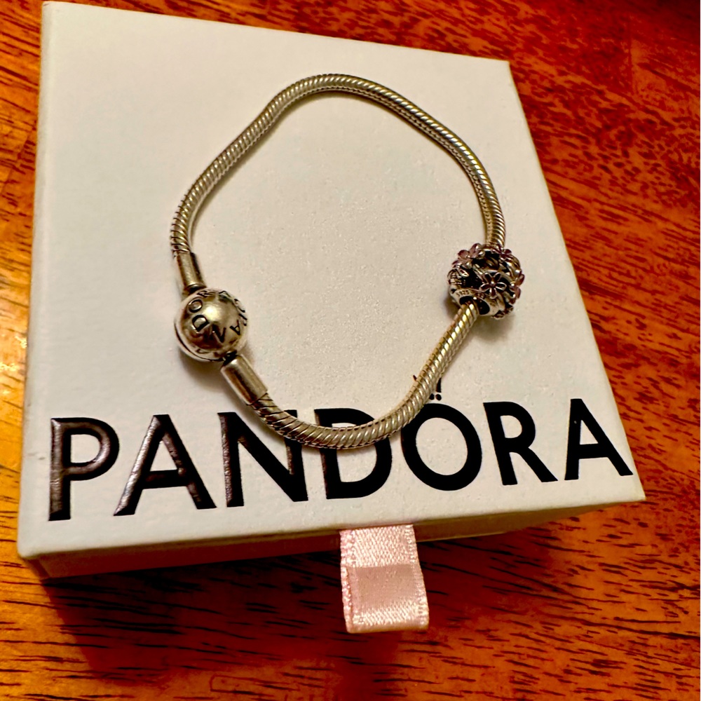 Pandora bracelet 6 3/4 inches long. Modified.